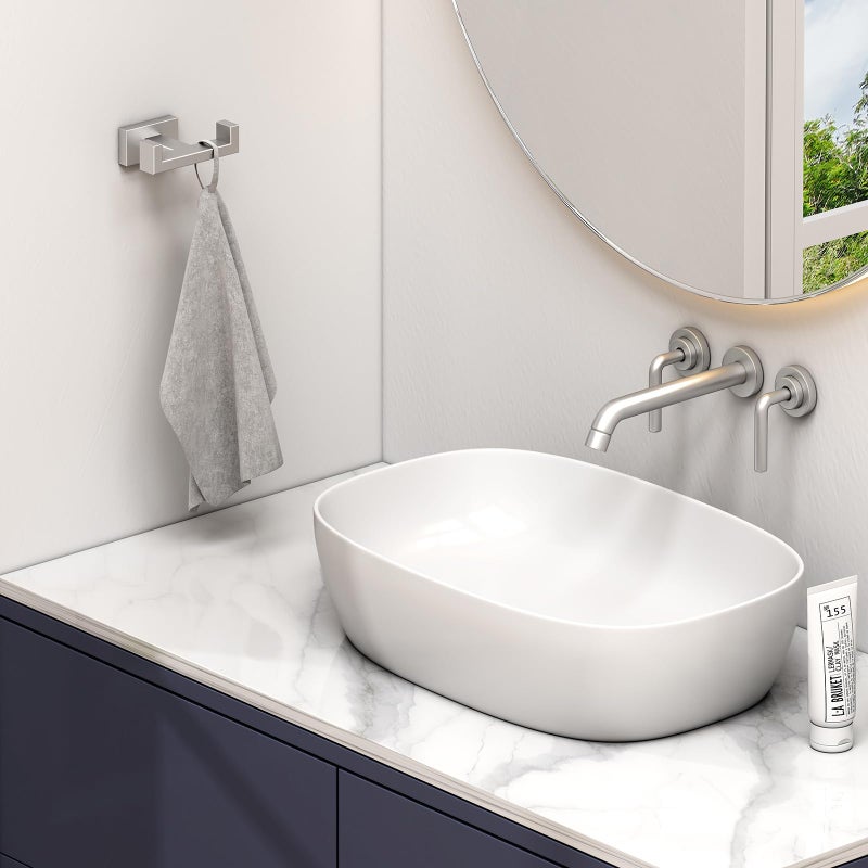 Angle Simple Towel Hook for Bathroom, SUS 304 Stainless Steel Double Robe Coat Hook, Hand Towel Hanger Wall Mount, Brushed Nickel - Image 2